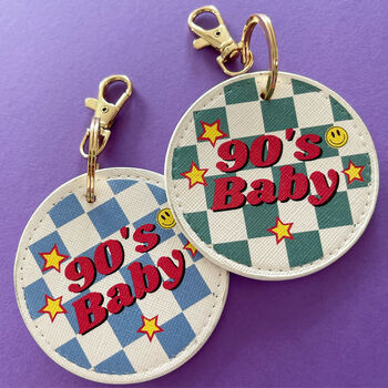 Personalised 90's, 80's, 70's Checkerboard Keyring, 5 of 6
