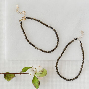 Gold Plated Mini Black Obsidian Crystal Cut Bracelet, 3 of 5