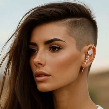 Gold Plated Silver Hexagon Moonstone Ear Pin Earrings, 3 of 5
