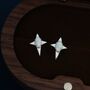 Opal Four Point Star Stud Earrings In Sterling Silver, thumbnail 1 of 11