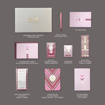 Pink And Burgundy Stationery Box, 10 of 11