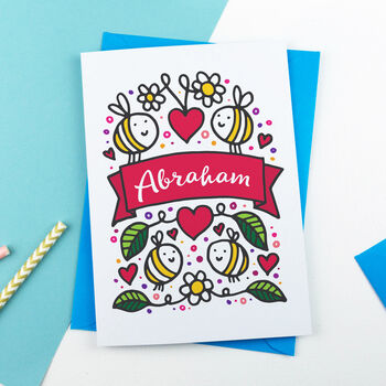 Illustrated Bee's And Hearts Personalised Card, 2 of 2