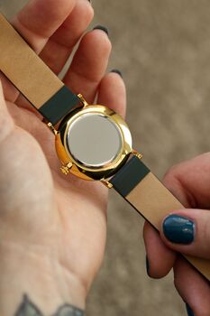 Lucerne Green Faux Leather And Wood Watch For Her, 5 of 9