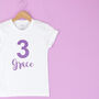 Scroll Script Personalised Birthday Kids T Shirt, thumbnail 3 of 3