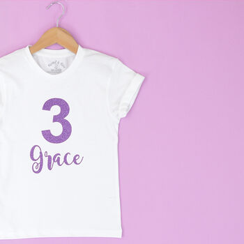Scroll Script Personalised Birthday Kids T Shirt, 3 of 3