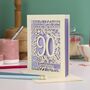 Personalised 90th Birthday Card Papercut Flower Design, thumbnail 2 of 7