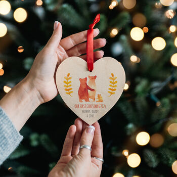 Couple's Or Baby's First Christmas Bear Family Bauble, 4 of 11