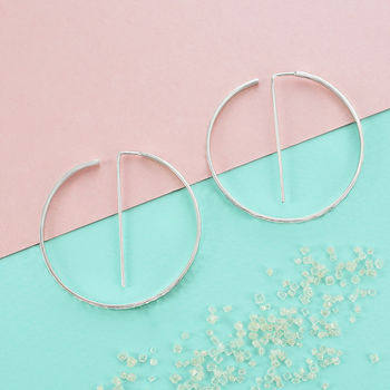 Circular Geometric Silver Plated Hoop Earrings, 2 of 3