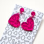 Heart Earrings In Pink Acrylic, thumbnail 3 of 6
