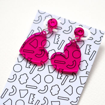 Heart Earrings In Pink Acrylic, 3 of 6