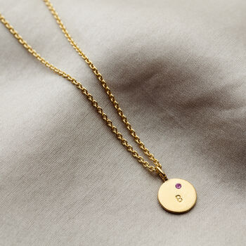 Personalised Mini Disc Initial Birthstone Necklace, 9 of 9