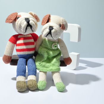 Hand Knitted Bulldog Soft Toys In Organic Cotton, 2 of 2