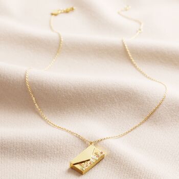 Wildflower Envelope Locket Necklace In Gold Plating, 6 of 9