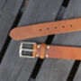 Premium Handmade Tan English Leather Mens Belt, thumbnail 3 of 5