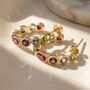 Multicolour Vibrant Gemstone Gold Plated Hoop Earrings, thumbnail 1 of 3