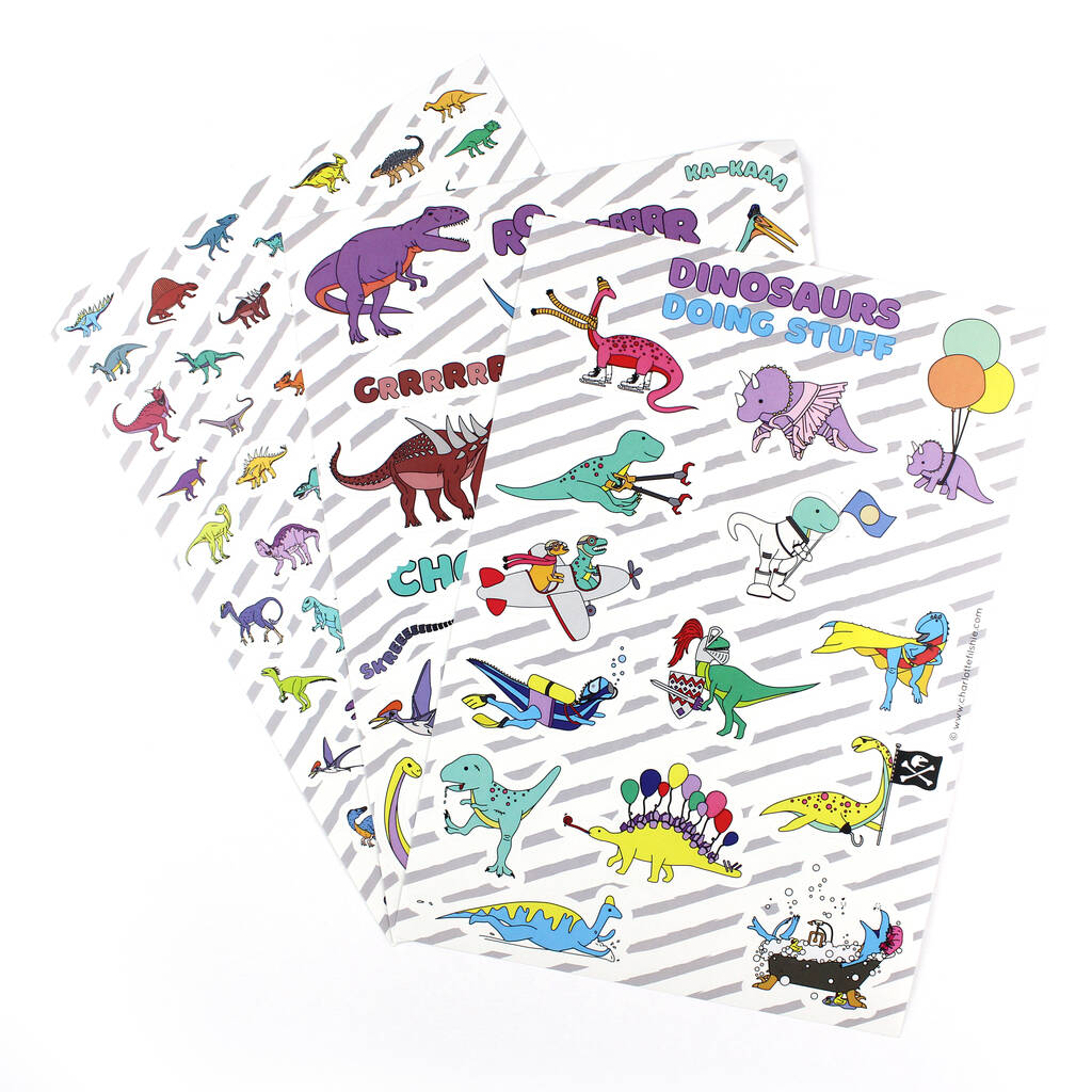 Dinosaur Sticker Sheet Pack Of Three Sheets A5, 1 of 5