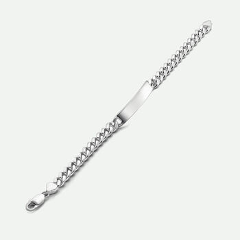 Sterling Silver Curb Chain Cuban ID Bracelet, 3 of 3