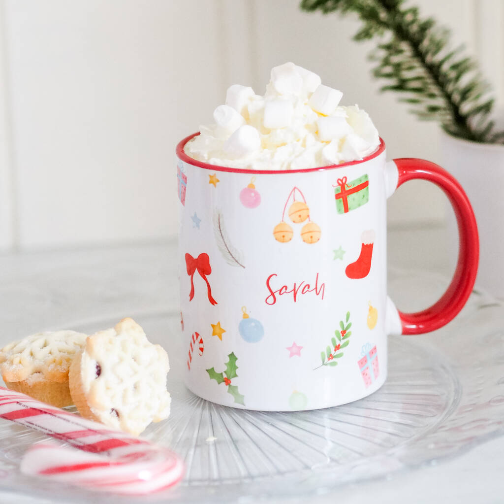 Personalised Festive Cheer Christmas Mug By Birdie Barn  notonthehighstreet.com