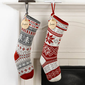 Personalised Chunky Knit Fair Isle Christmas Stocking, 3 of 10
