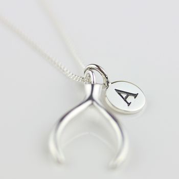 Personalised Solid Silver Lucky Wishbone Necklace, 2 of 5