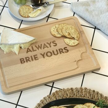 'Always Brie Yours' Cheese Board 5th Anniversary Gift, 6 of 6