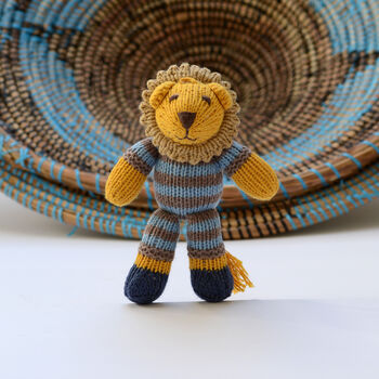 Hand Knitted Lion Soft Toy In Organic Cotton, 2 of 5