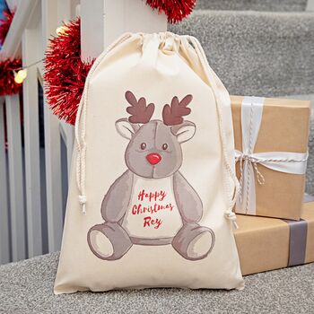 Children's Personalised Reindeer Christmas Sack, 2 of 2