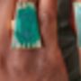 Green Agate 'Determination' Gemstone Gold Plated Ring, thumbnail 3 of 7