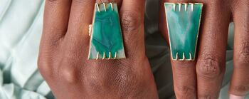 Green Agate 'Determination' Gemstone Gold Plated Ring, 3 of 7