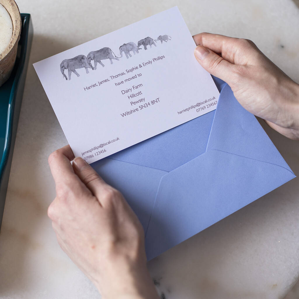 Personalised Elephant Family Change Of Address Card, 1 of 7