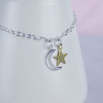 Sterling Silver Moon And Star Bracelet, 2 of 8