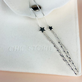 Sterling Silver Shooting Star Threader Earrings, 5 of 5