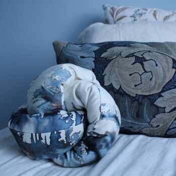 Handmade Blue Watercolour Knotted Cushion, 3 of 6