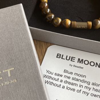 Men's Manchester City Football Fan Tiger's Eye Bracelet, 3 of 6