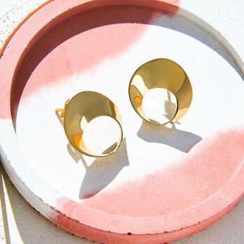 Round Gold Swirl Sterling Silver Stud Earrings, 3 of 8