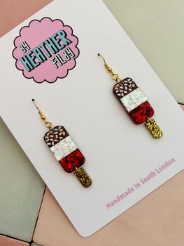 Fab Ice Lolly Glitter Statement Earrings / Summer Jewellery Gift / Colourful Foodie Earrings / Fun Festival Accessories, 4 of 5