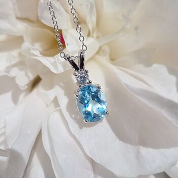 Blue Topaz Necklace In Sterling Silver And Gold Vermeil, 4 of 9