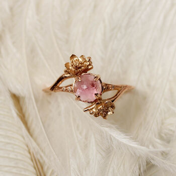 Cherry Blossom Pink Tourmaline And Diamonds Ring, 9 of 12