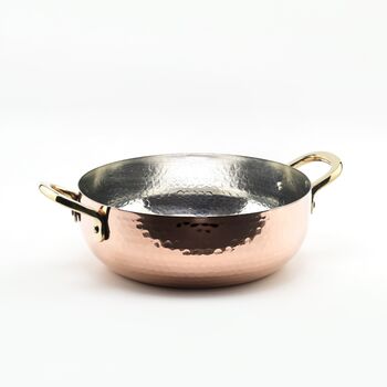Hammered Copper Wok Pan With Brass Handles, 6 of 7