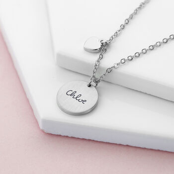 Personalised Summer Style Heart And Disc Necklace, 3 of 9