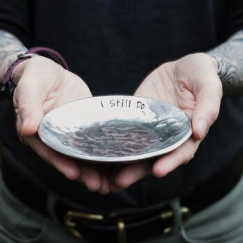 Personalised 10th Anniversary Gift, Aluminium Hammered Dish. Trinket Dish For Rings, 7 of 10