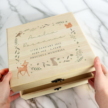 Personalised Woodland Animal Large Wooden Keepsake Box, 3 of 5