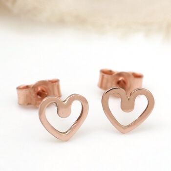 Tiny 9ct Gold Earrings. Heart Studs, 4 of 12