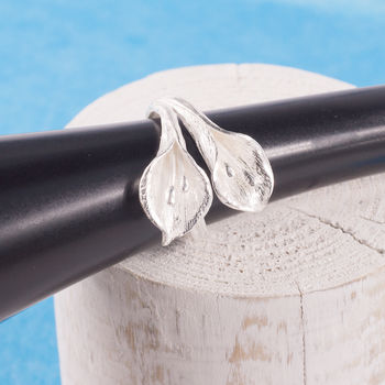 Sterling Silver Calla Lily Wrap A Round Ring, 4 of 6
