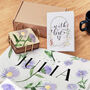 Milestone Birth Flower Tea Towel And Coaster Gift Set, thumbnail 6 of 12