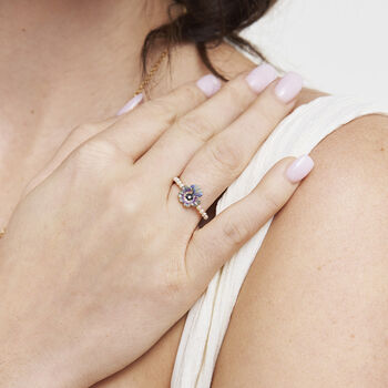 Gold Pansy And Pearl Ring, 2 of 8