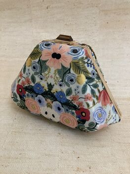 Multicoloured Blue Handcrafted Floral Clutch Bag, 6 of 6