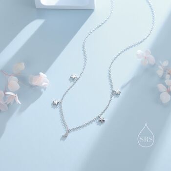 Sterling Silver Crescent Moon And Star Cz Charm Necklace, 2 of 11