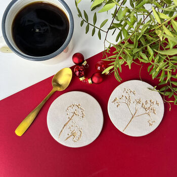 Gold Wild Flower Ceramic Coasters, 5 of 9