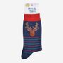 Men's Bamboo Socks Stag Party Stripe Navy, thumbnail 5 of 5